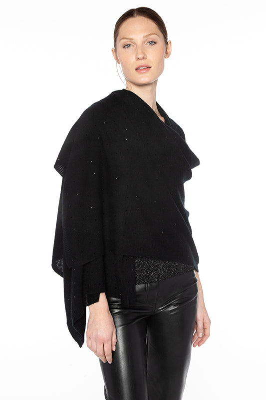 Kinross Black Crystal Cashmere Wrap LRAC3-178