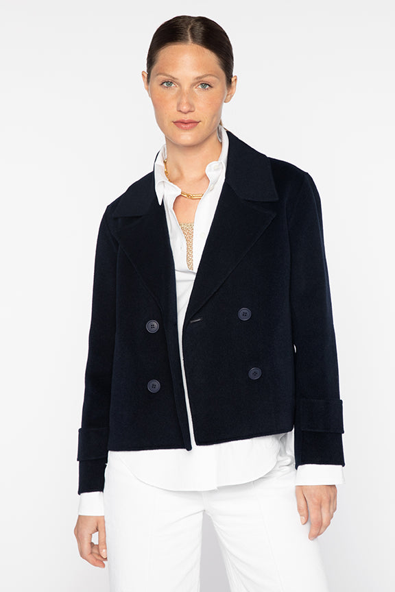 Kinross Navy Short Trench Coat LROJ4-143