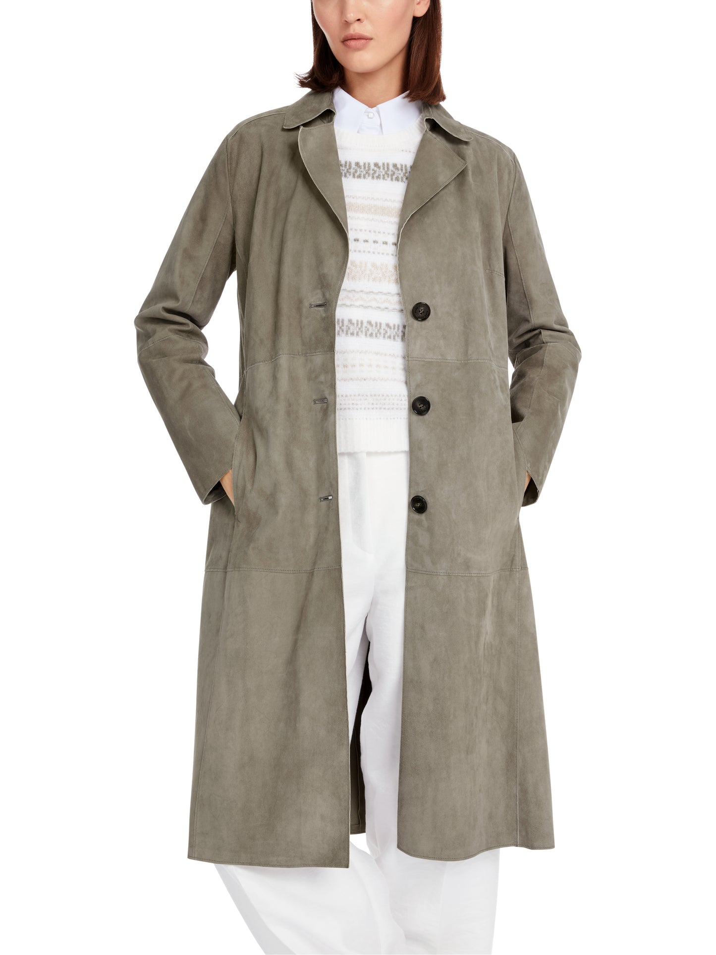 Marc Cain Collections Suede Belted Coat YC1104L02