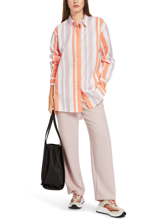 Marc Cain Sport Stripe Cotton Long Shirt XS5101W82