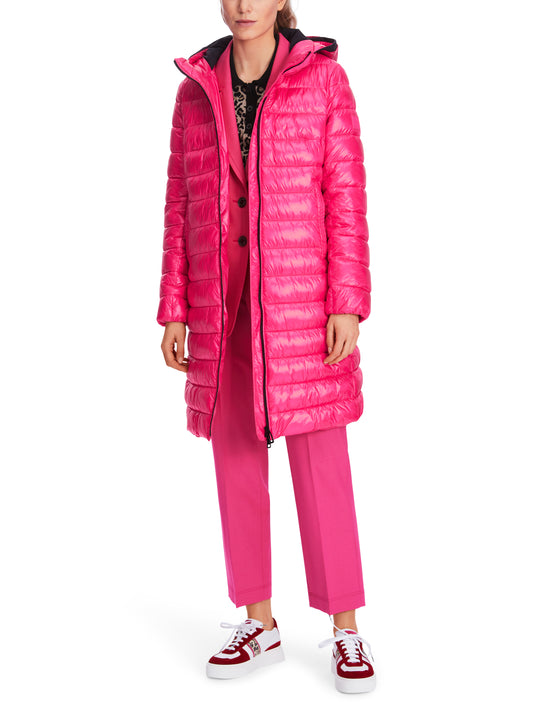 Marc Cain Sports XS1105W43 Bright Pink Quilted Hooded Coat