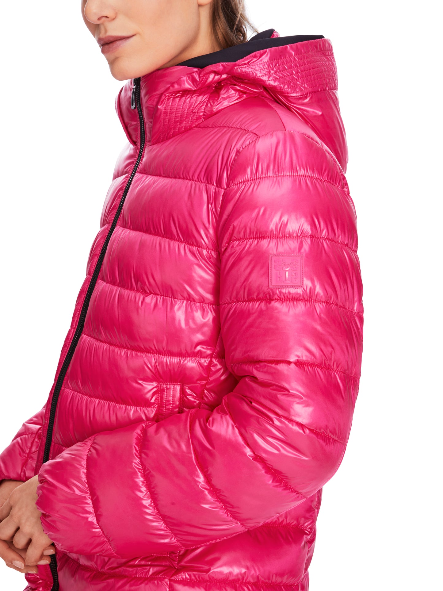 Marc Cain Sports XS1105W43 Bright Pink Quilted Hooded Coat