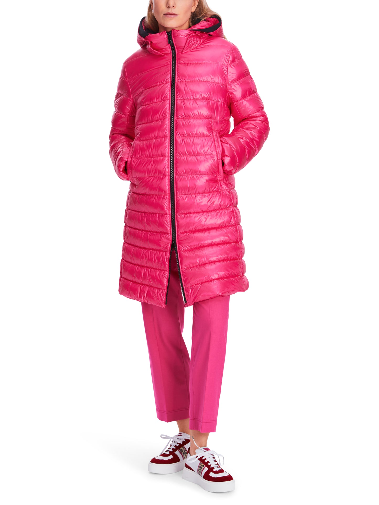 Marc Cain Sports XS1105W43 Bright Pink Quilted Hooded Coat