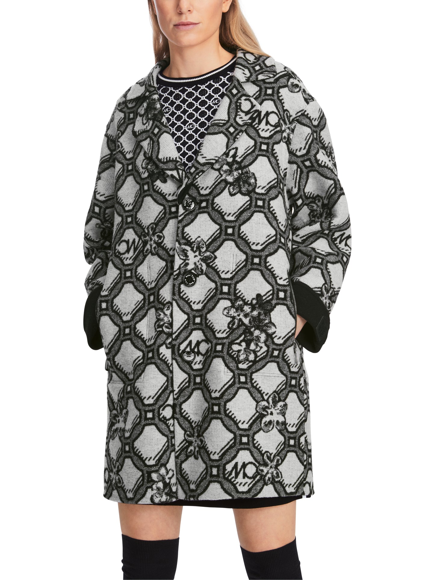 Marc Cain Sports Logo Print Reversible Coat XS1102W06