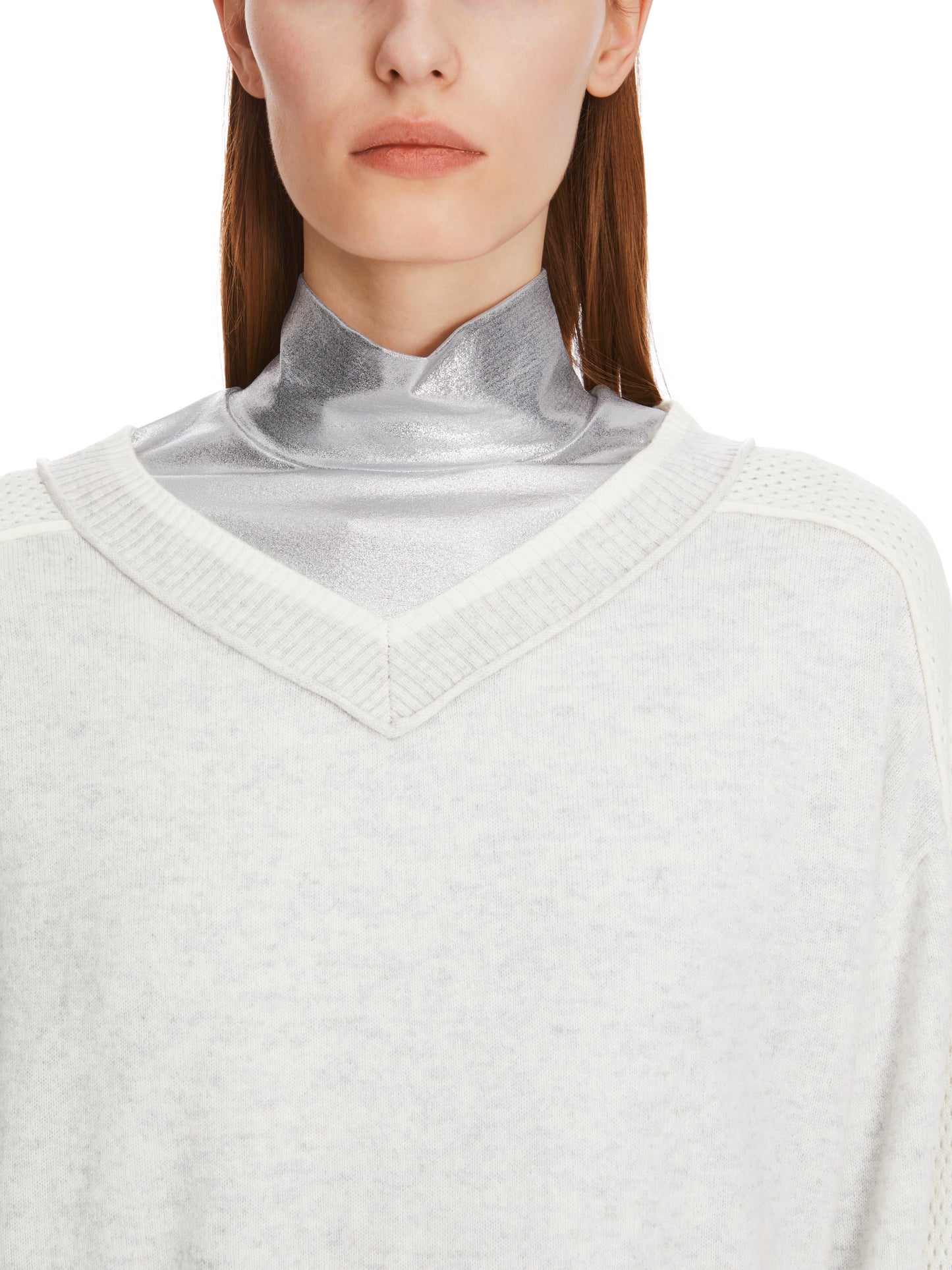 Marc Cain Sports Colour Block Panelled V-Neck Sweater XS4126M52