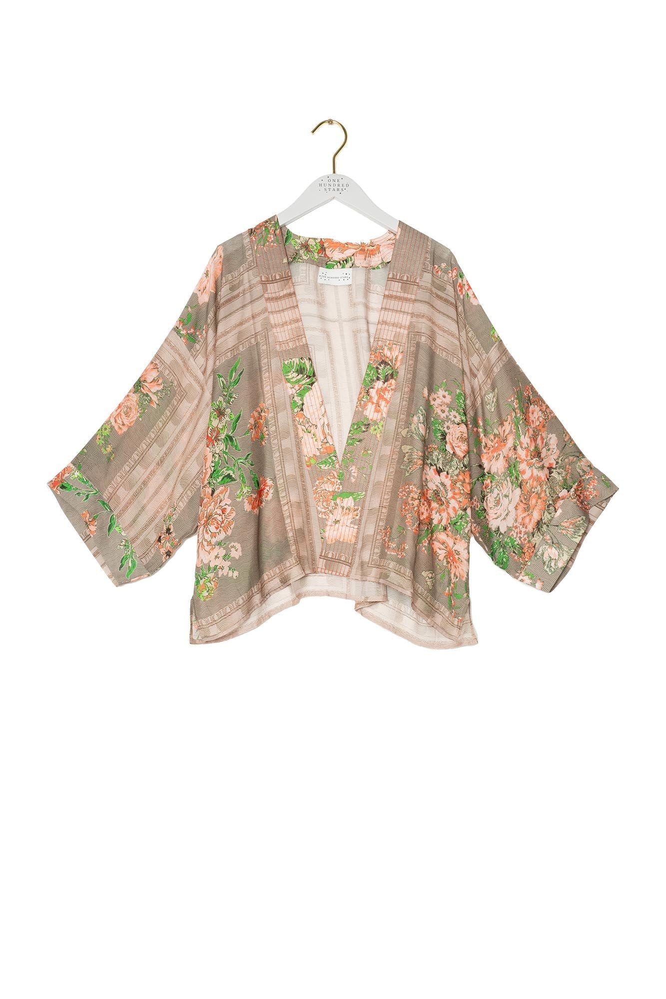 One Hundred Stars Neon Rose Beige Kimono