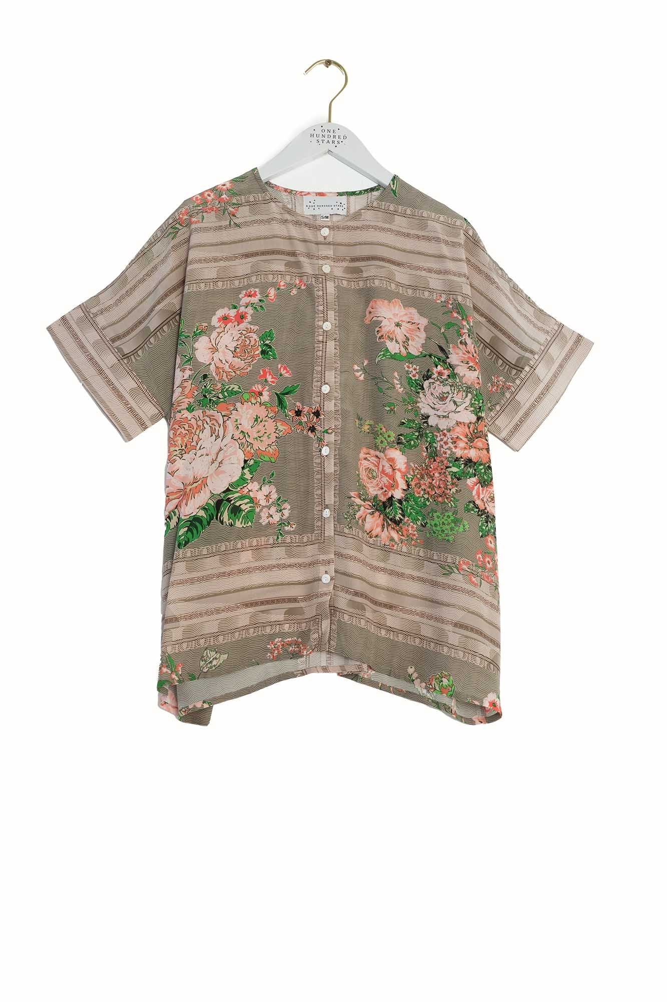 One Hundred Stars Neon Rose Beige Tea Blouse