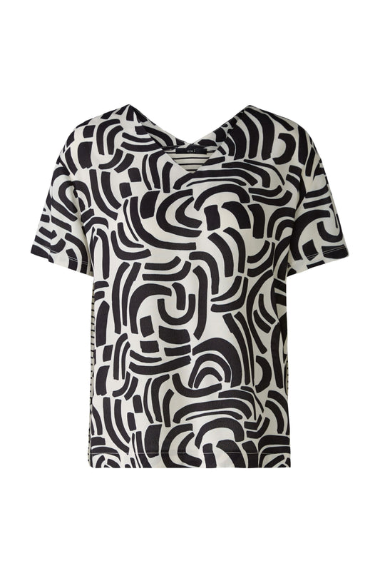 Oui Stripe abstract print t-shirt 88255