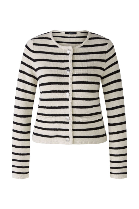 Oui 88831 Cream/Black Stripe Cardi Jacket