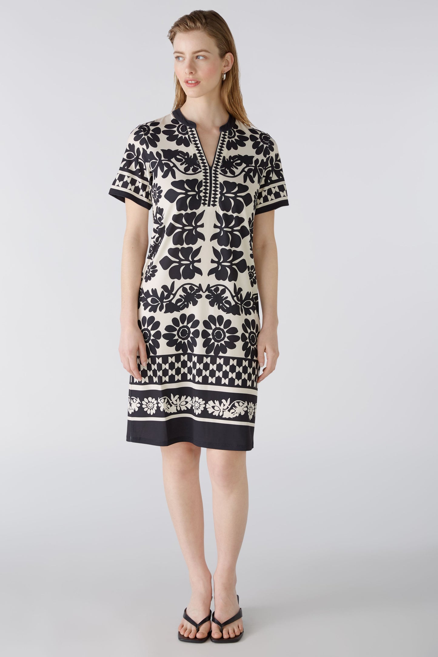 Oui Abstract Print Border Edge Dress 88501