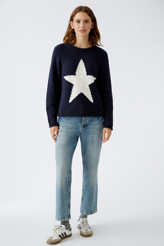 Oui Star Print Sweater 90155