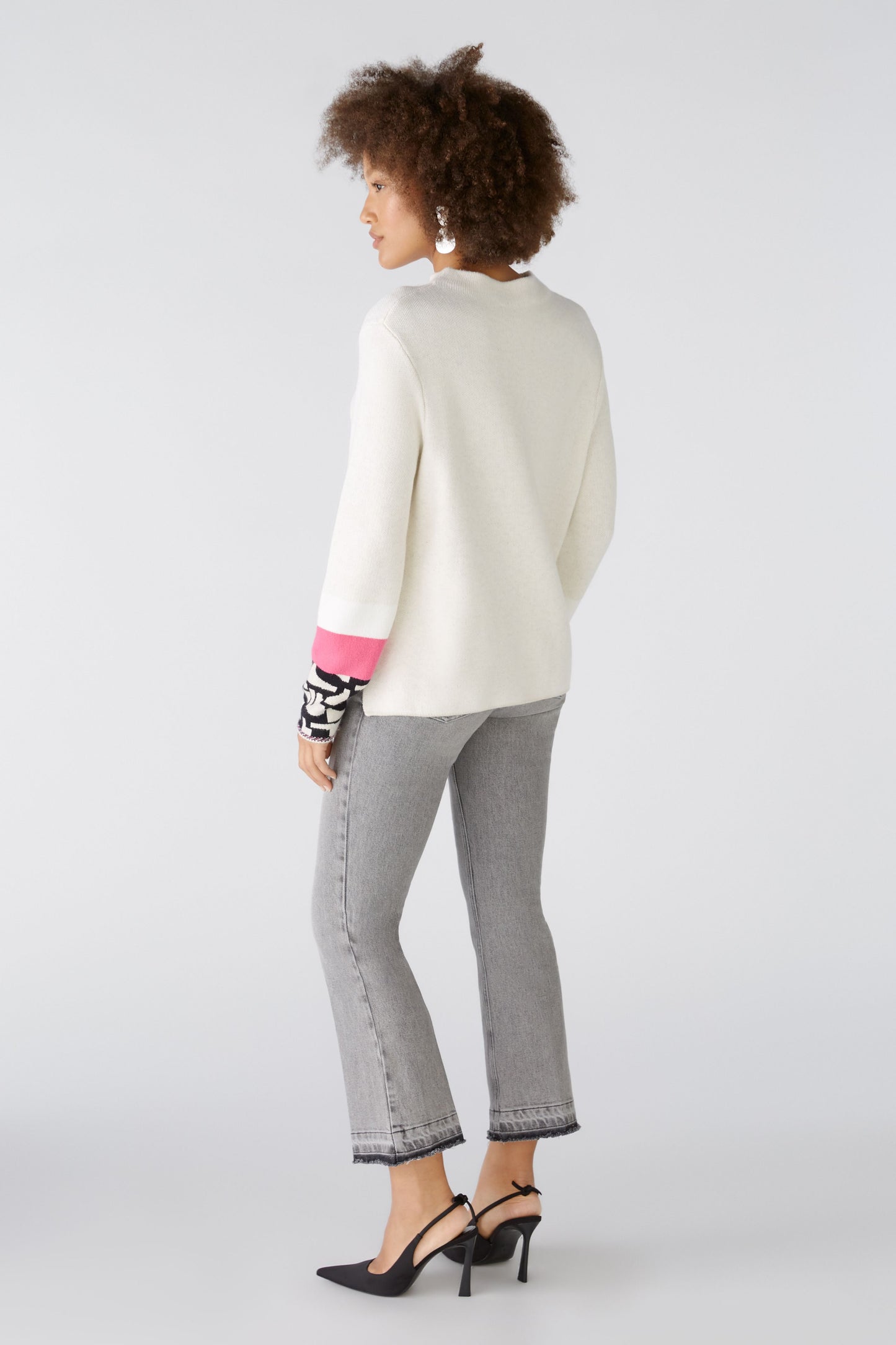 Oui 89584 Cream Sweater With Cuff Detail