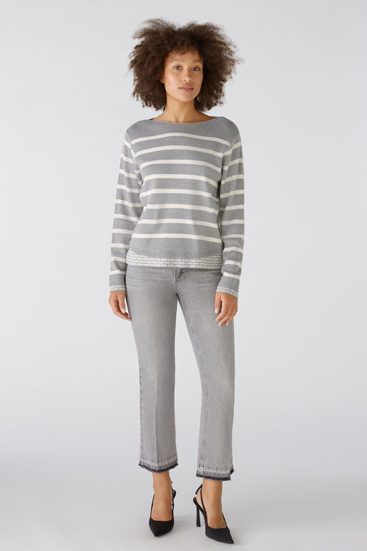 Oui Stripe Mock Layered Sweater 89153