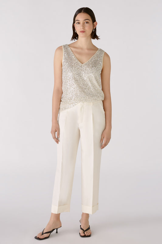 Oui Sequin Sleeveless V Neck Top 88306