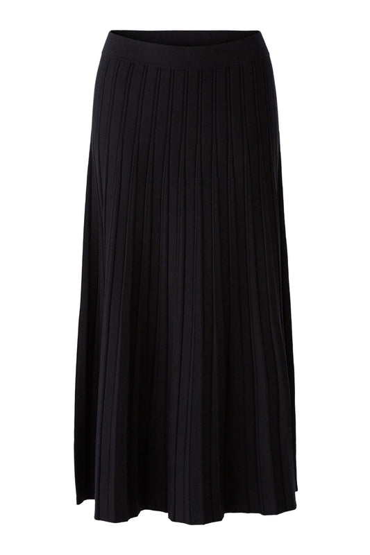 Oui Black Knit Sunray Pleated Skirt 89176