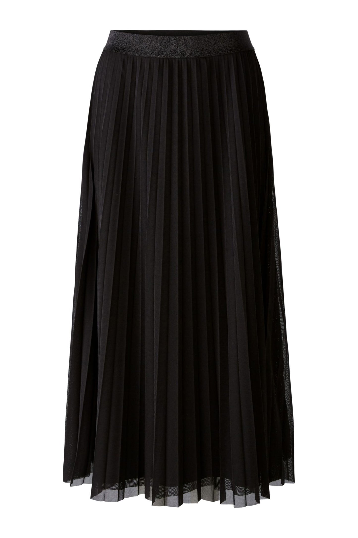 Oui Black Mesh Pull on Long Skirt 90085