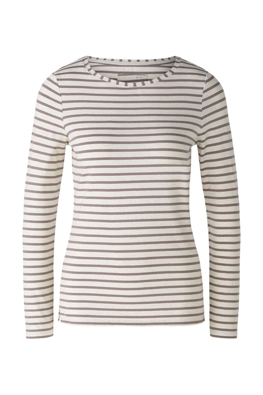 Oui Taupe/Cream Stripe T-Shirt 88220