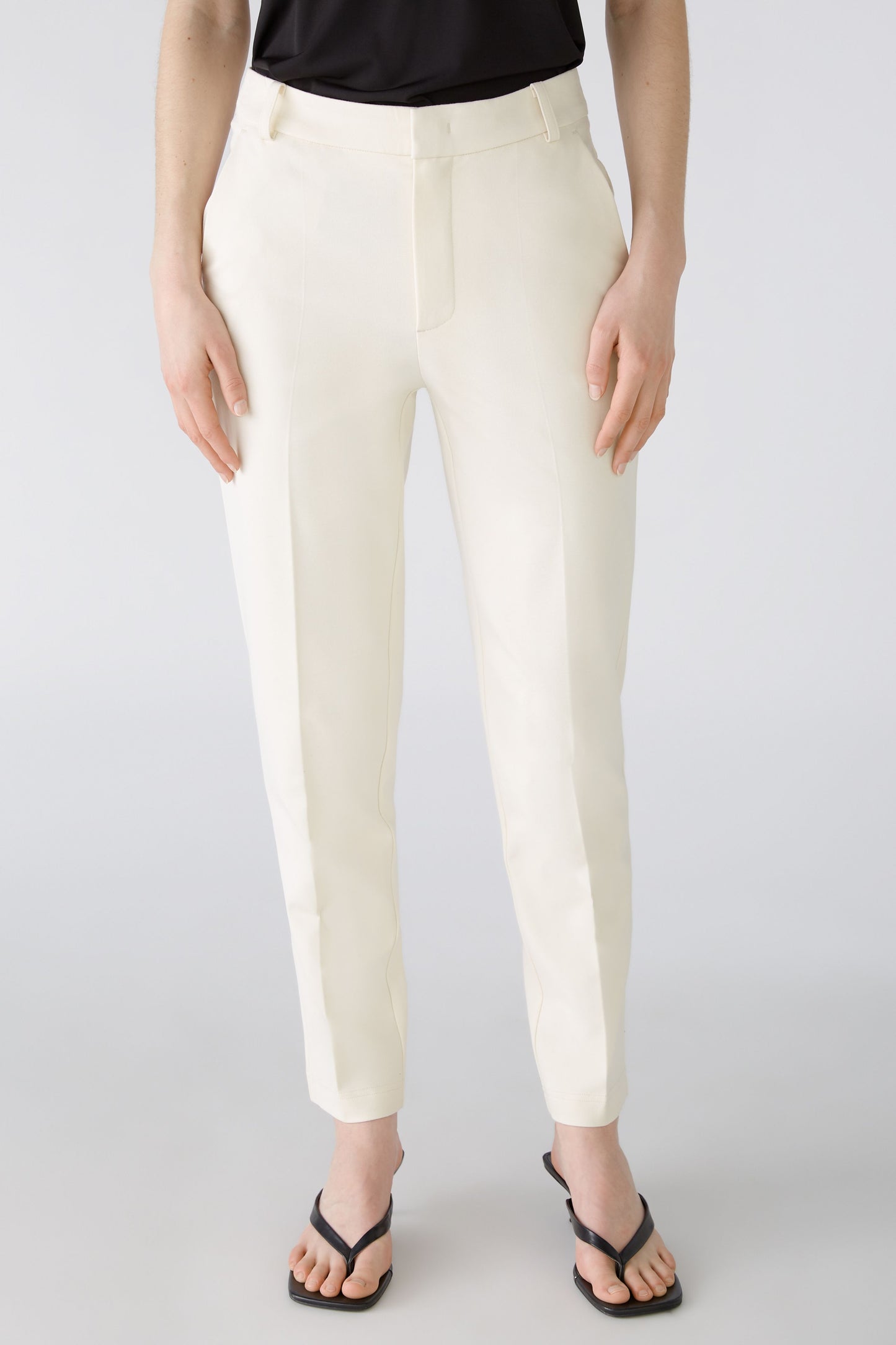 Oui Off White Jersey Trousers 88390