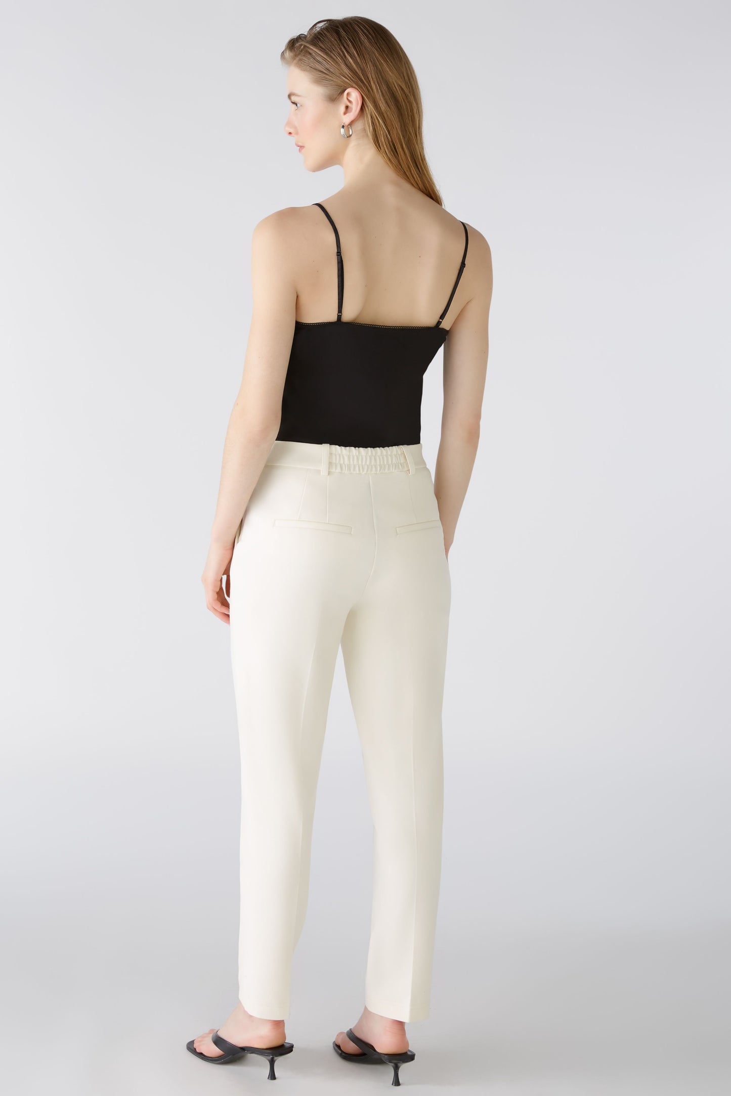 Oui Off White Jersey Trousers 88390