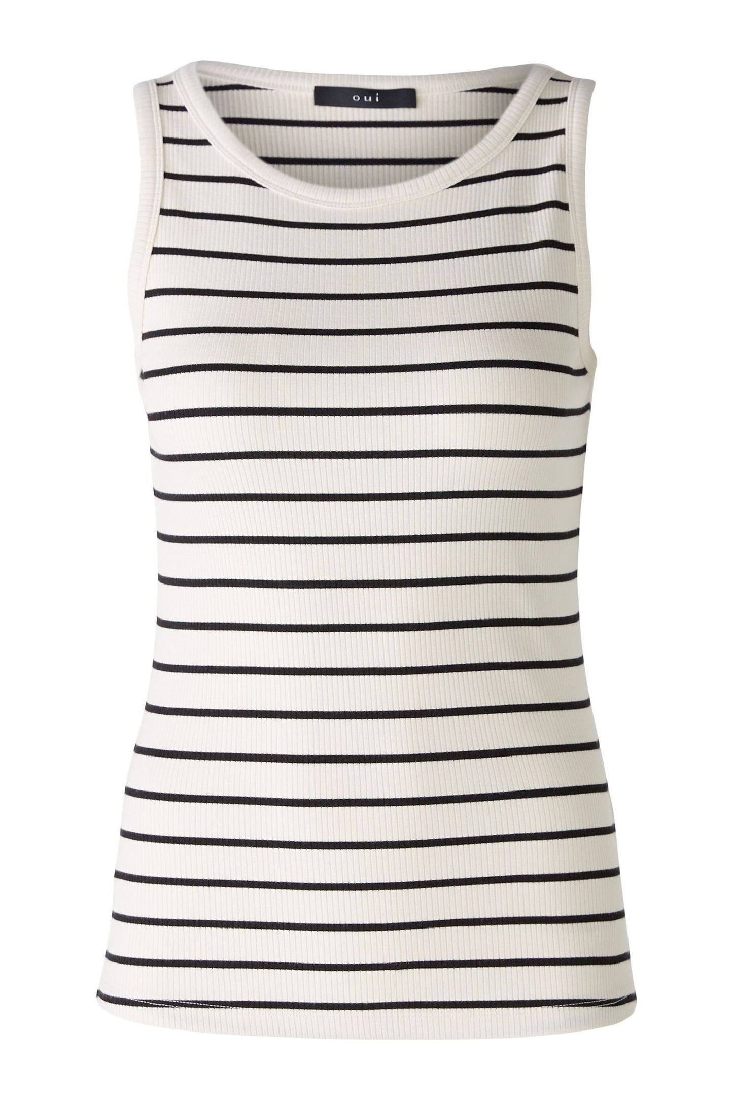 Oui Cream & Black Striped Vest Top 88245