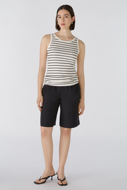 Oui Cream & Black Striped Vest Top 88245