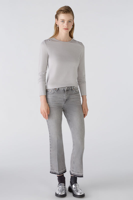 Oui Light Grey Metallic T-Shirt 86191