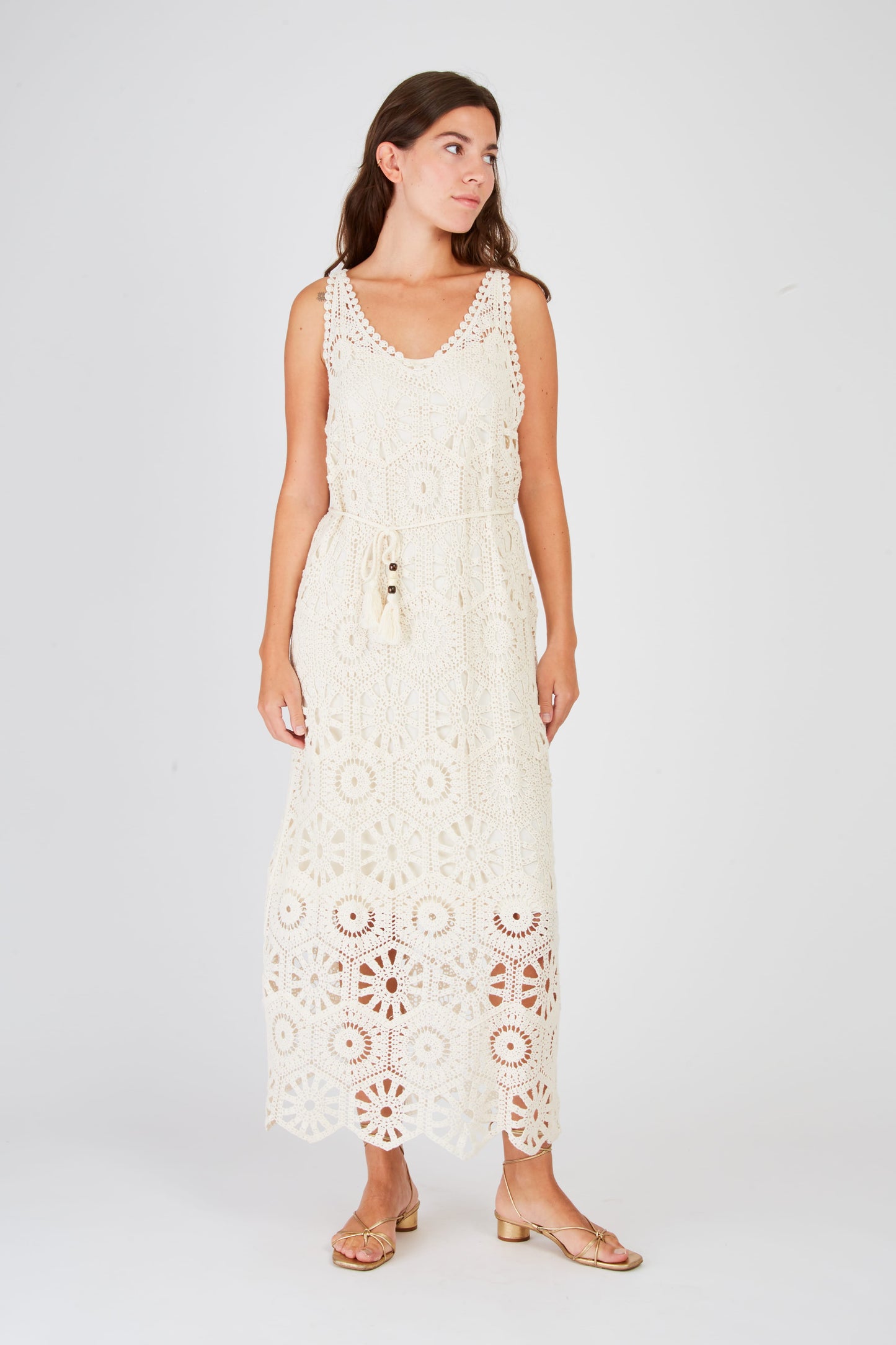 Derhy Ecru Crochet Dress Xaviere