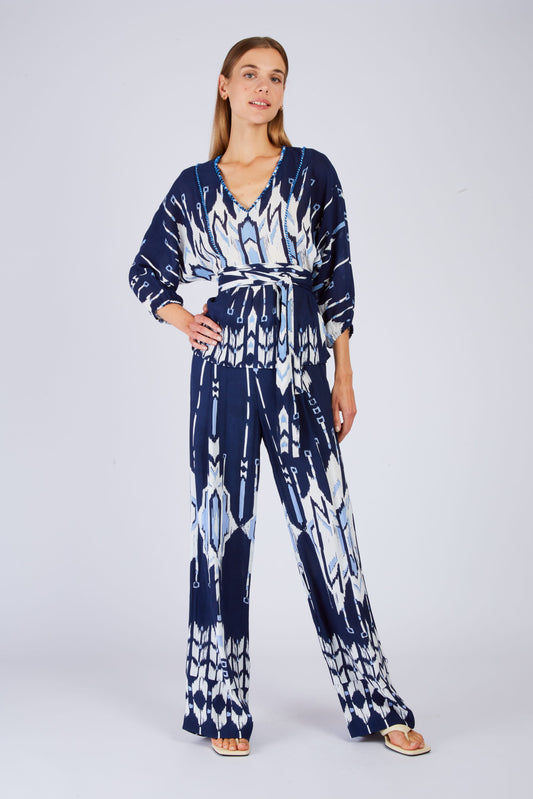 Derhy Printed Wide Leg Trousers Davina