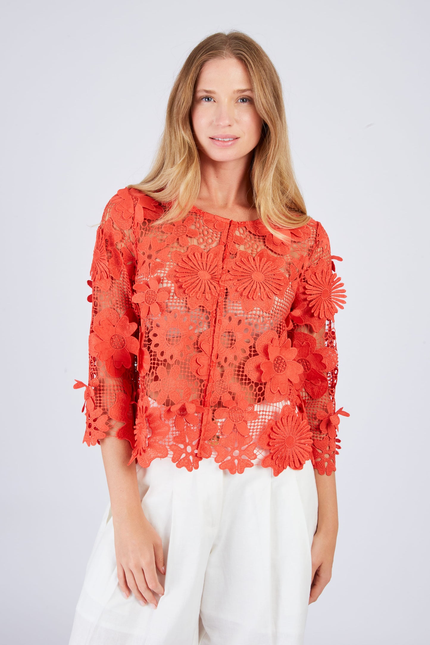 Derhy Daisy Orange Applique Bolero Jacket Jeannette