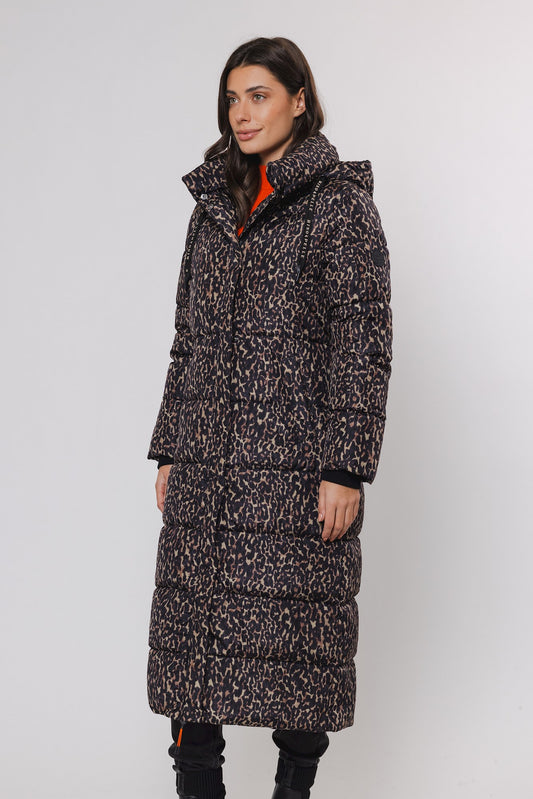 Rino & Pelle Animal Print Long Puffa Coat Roza