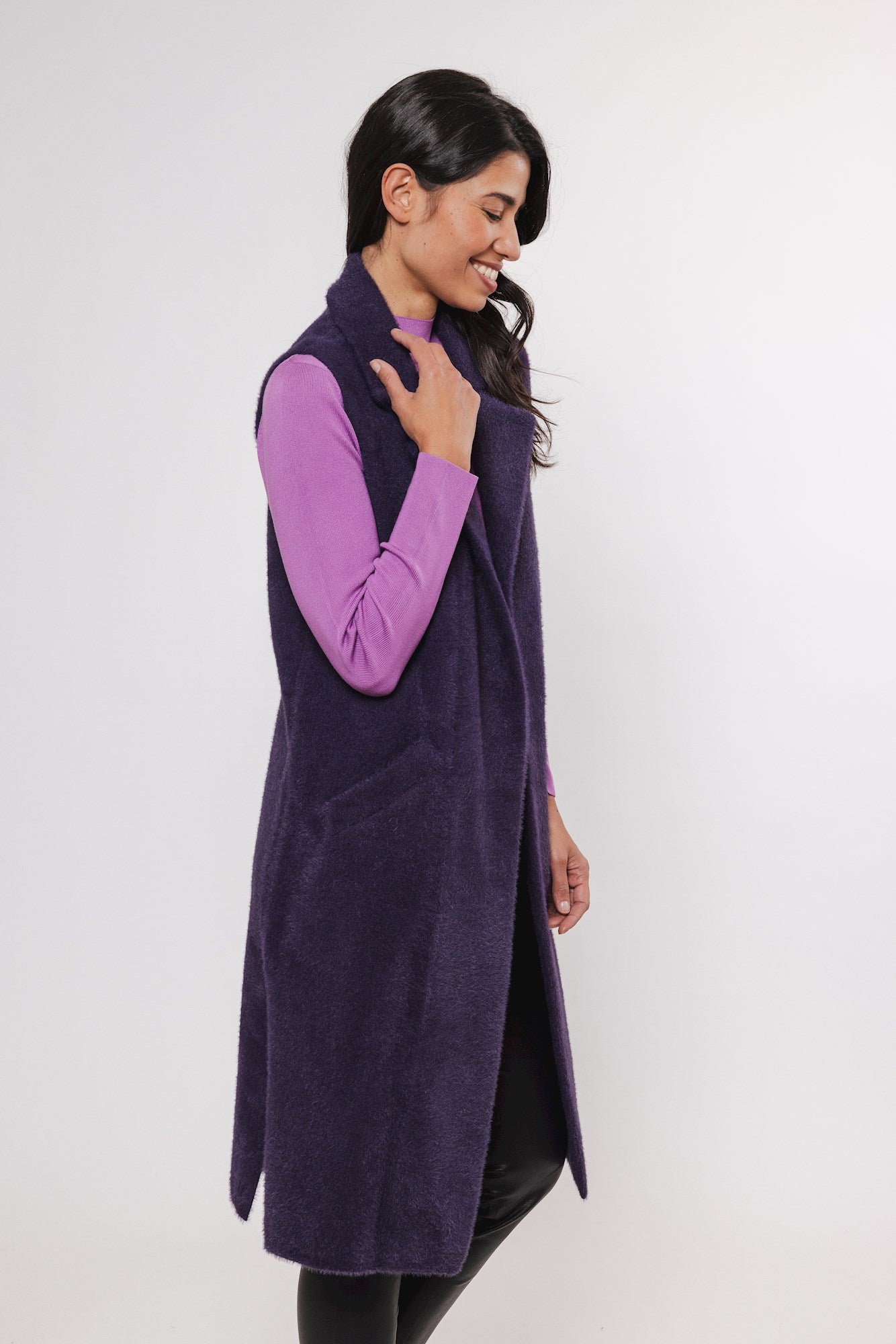 Rino & Pelle Eggplant Long Gilet Dallas