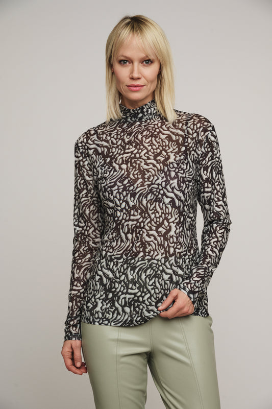 Rino & Pelle Animal Print Mesh Top Haylee