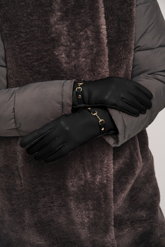 Rino & Pelle Black Chain Detail Gloves Havila