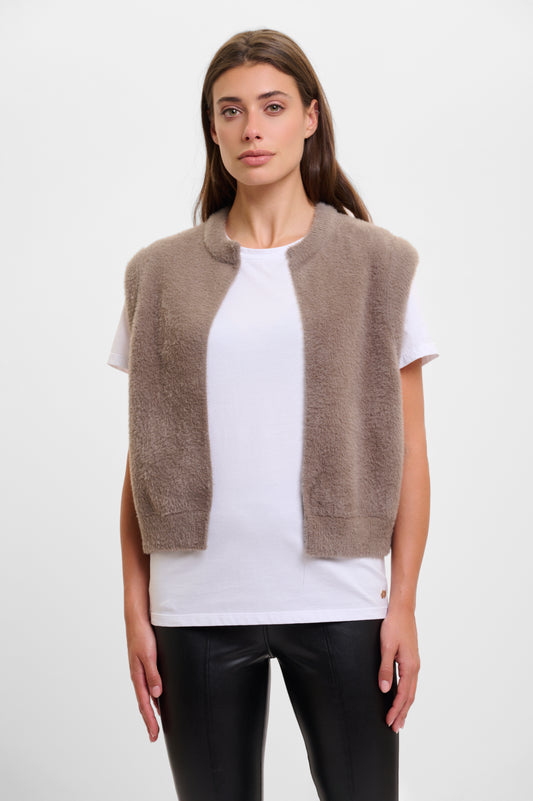 Rino & Pelle Taupe Gilet Elona