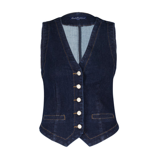 Red Button Denim Waistcoat SRB4327