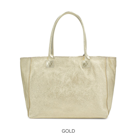 Moda Gold Suede Snake Print Tote Bag ITAL00379