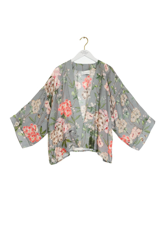 One Hundred Stars Trailing Blossom Grey Kimono