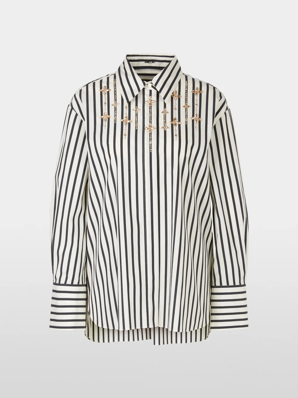 Marc Cain Collection Stripe Cotton Jewelled Shirt XC5113W28