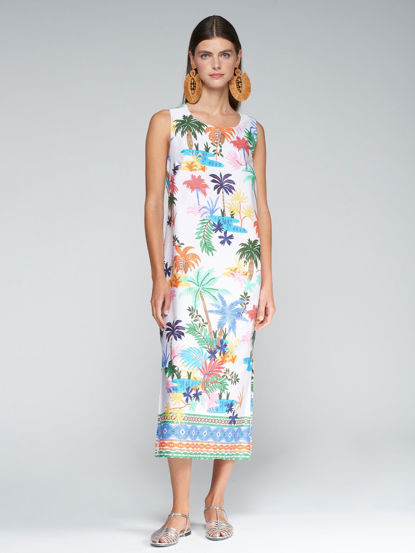 Vilagallo Tropical Palm Print Dress 32310