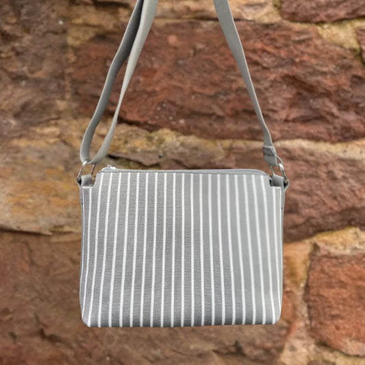 Earth Squared Grey Weave Stripe Messenger Bag