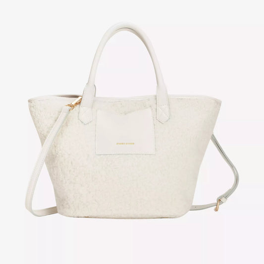 Every Other 12036 White Large Bucket Style Sherpa Bag