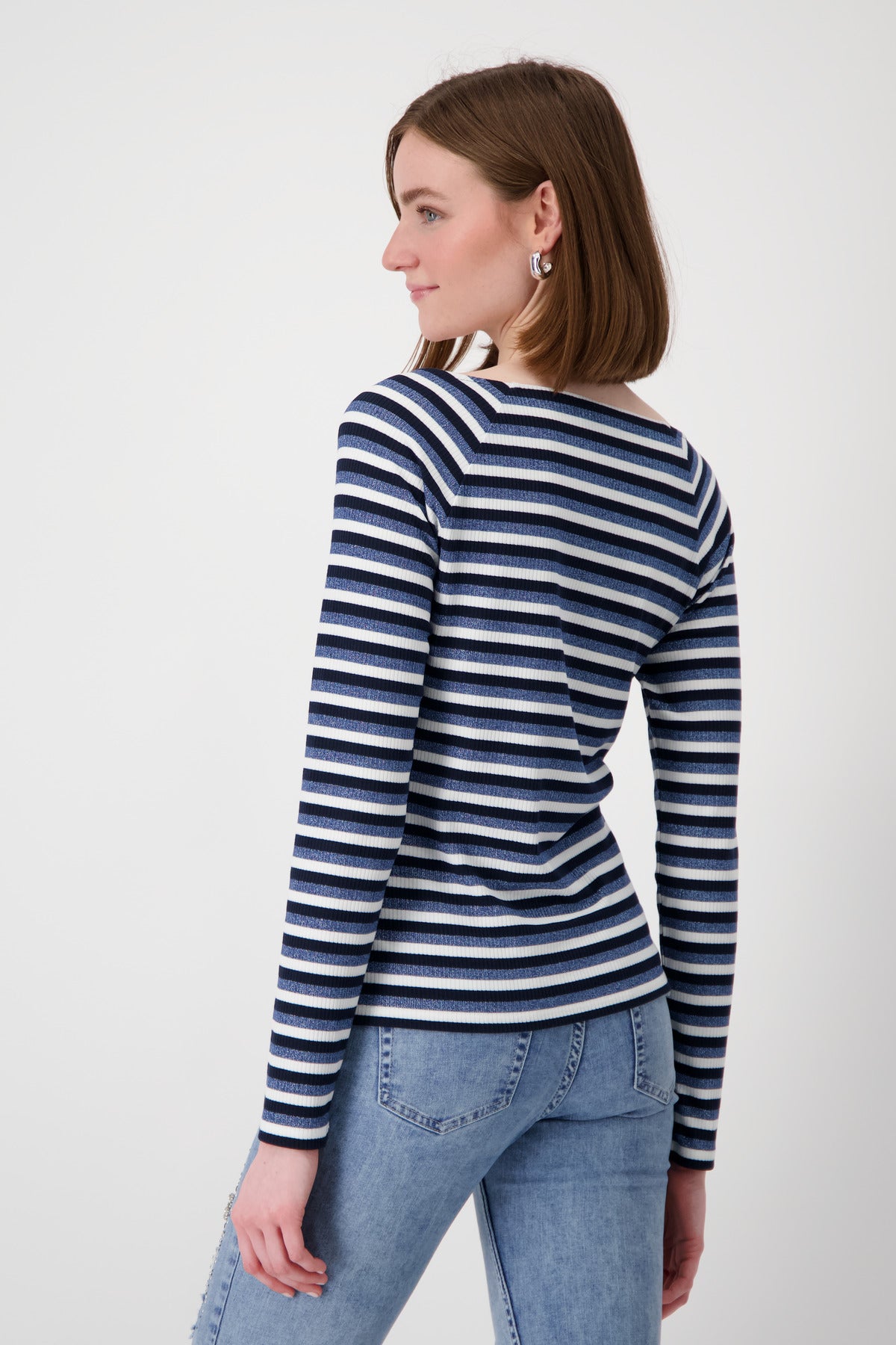 Monari Blue Metallic Stripe T-Shirt 808147