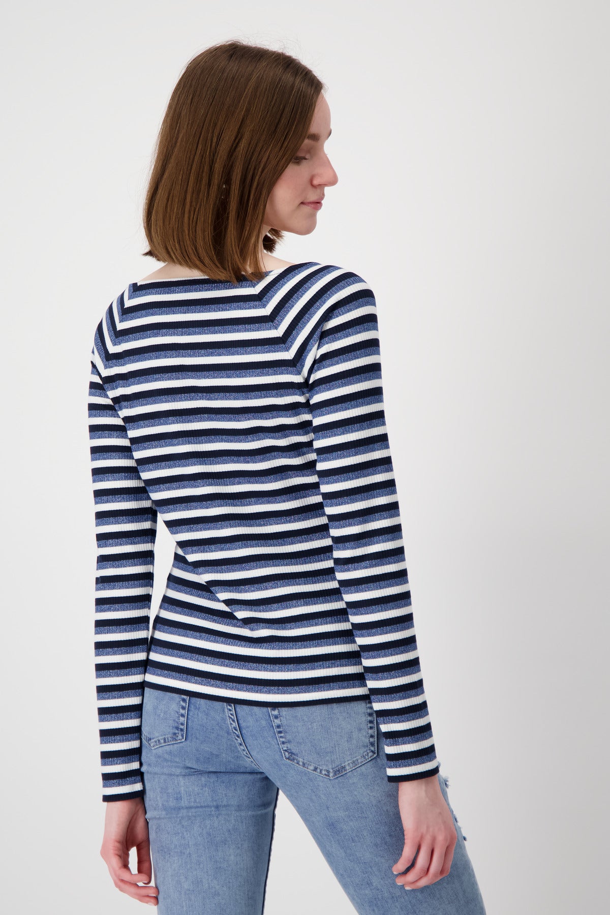 Monari Blue Metallic Stripe T-Shirt 808147