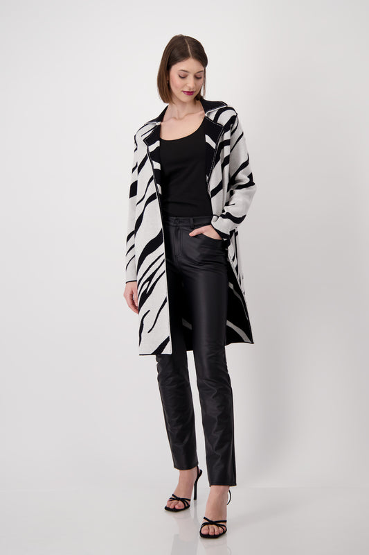 Monari Metallic Abstract Print Reversible Knit Coat 807973