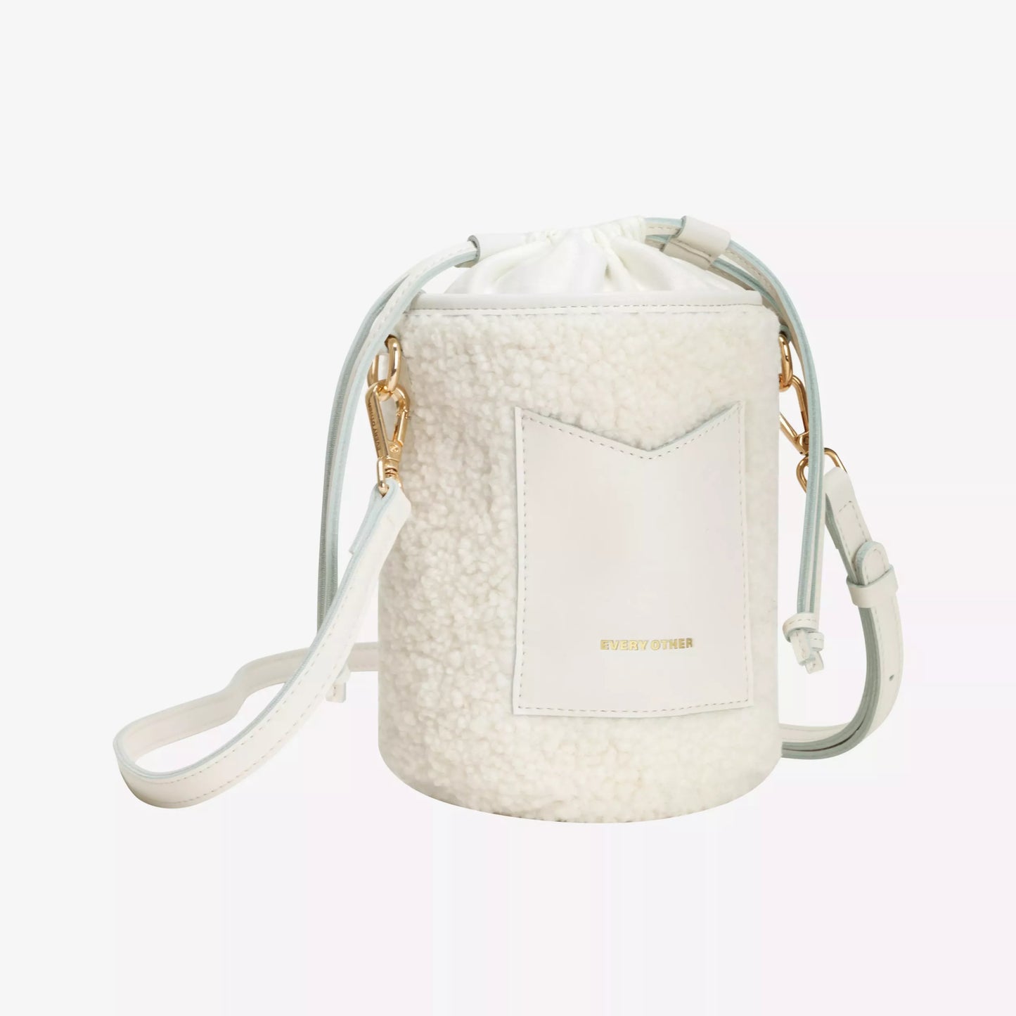 Every Other 12038 White Drawstring Cylinder Sherpa Bag