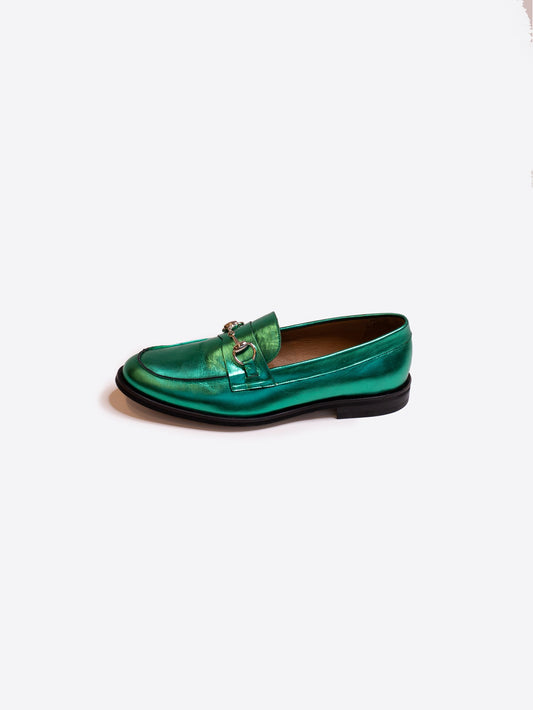 Vilagallo Metallic Leather Flat Loafer 31951